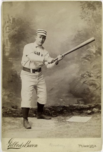 Hmm... His uniform shows 'Philadelphia' but he played for the Brooklyn Bridegrooms in 1888.